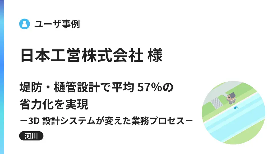 堤防・樋管設計で平均57％の省力化を実現 ― 3D設計システムが変えた業務プロセス—